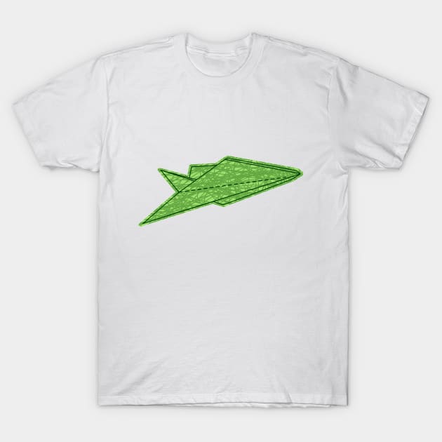 green folding paper airplane T-Shirt by bloomroge